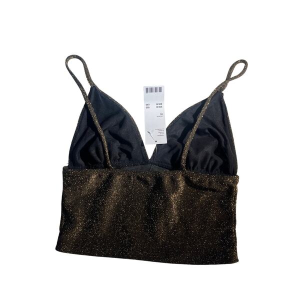 New Urban Outfitters  Gold Sparkle  V Neck Top size XS - Picture 2 of 7